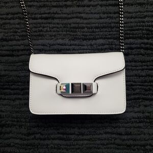 KC Jagger White Studded Chainlink  Square Crossbody Purse